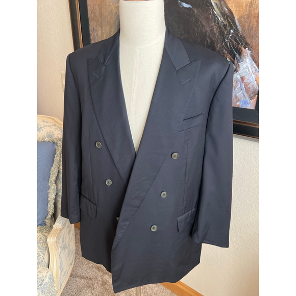 Men's Ermenegildo Zegna Navy Double Breasted Blazer 48R US/58R IT